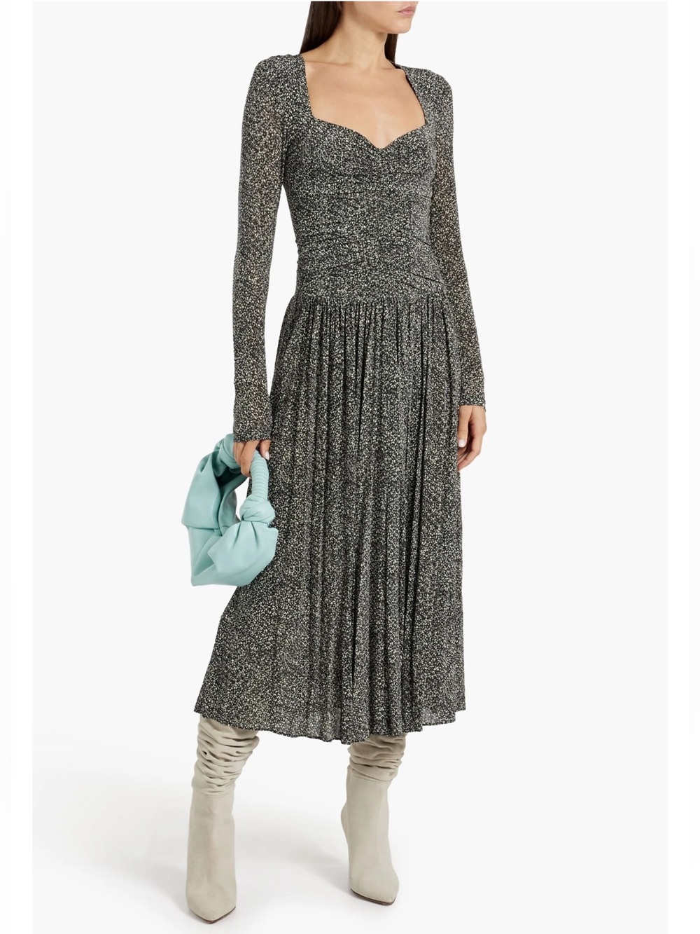 Isabel Marant Jenny Pleated Printed Stretch-Jersey Midi Dress